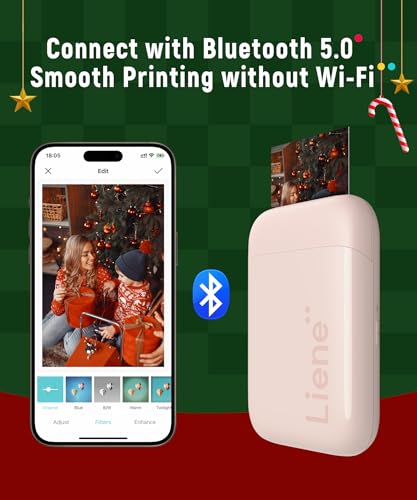 undefined Liene Photo Printer, 2x3 Mini Instant Portable Color Mono Picture Printer w/ 50 Zink Adhesive Paper, Bluetooth 5.0, Compatible w/iOS & Android, Small Photo Maker for iPhone, Smartphones, Pink の商品画像 5