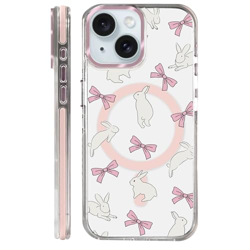 Coque iPhone 15 MagSafe transparente antichoc motif lapins