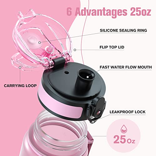 Sahara Sailor Leakproof Water Bottle 750ML, Tritan BPA Free Motivational Sport Drinks Bottle with Clear Time Marker - Image 4