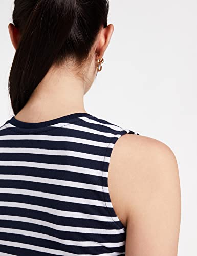 Image of Miss Chase Women's Comfortable Round Neck Sleeveless Striped Midi Bodycon Dress with Zipper