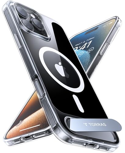 Image of TORRAS Ostand L1 Guardian Cover for iPhone 16 Pro with Invisible Stand, Anti-Yellowing Clear Back & Heavy Duty Protection Case Original Imported - Diamond Clear