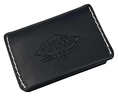 Harley-Davidson Men's 120th Anniversary Leather Fold Over Card Case - Black