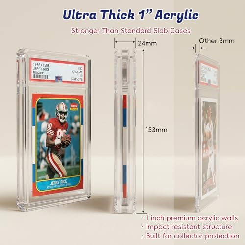 Image of PSA Slab Display Case - 1inch Thick Acrylic Graded Card Display Case with Magnetic Lid, Clear Slab Protector Compatible with PSA & CGC, Card Slab Case for Graded Cards