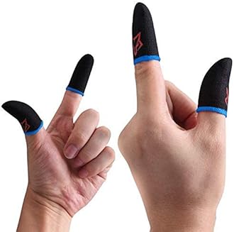 Gaming Finger Sleeves for Mobile Game Controllers Anti-Sweat Breathable Seamless Thumb Finger Sleeve for League of Legend, PUBG, Rules of Survival, Knives Out-Blue-(1 Pair)