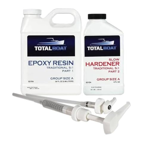 TotalBoat 5:1 Epoxy Resin Kit (Quart, Slow Hardener), Marine Grade Epoxy for Fiberglass and Wood Boat Building and Repair Cover