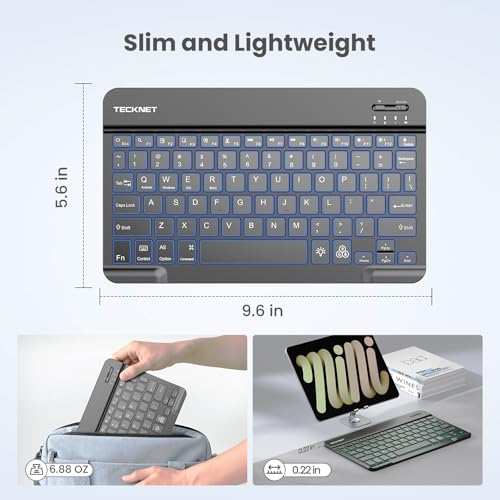 Teclado Bluetooth alemán recargable con iluminación LED para iPad y Android 7