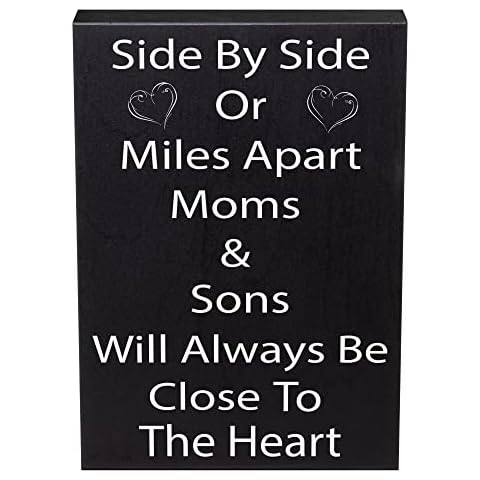 JennyGems Mom Gifts from Son, Mom and Sons Will Always Be Close to the Heart Wooden Sign and Wall Decor, Gift for Mom, Made in USA Cover