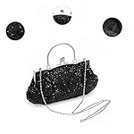 EROUGE-Beaded-Sequin-Design-Flower-Evening-Purse-Large-Clutch-Bag-Black