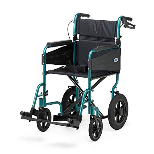Days Escape Lite Attendant Propelled Wheelchair  Lightweight Folding Wheelchair with Removable Footrests - for Indoor and Outdoor Use (Wide, Racing Green)