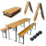 CHEFGASTRO Bierzeltgarnitur mittig klappbar 220 cm breit 3-teilig 1x Tisch 2X Bierbank, lackiertes...