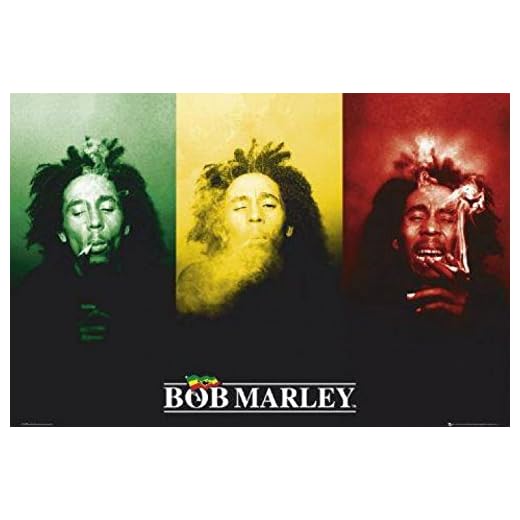 (24x36) Bob Marley (3 Faces, Smoking) Music Poster Print