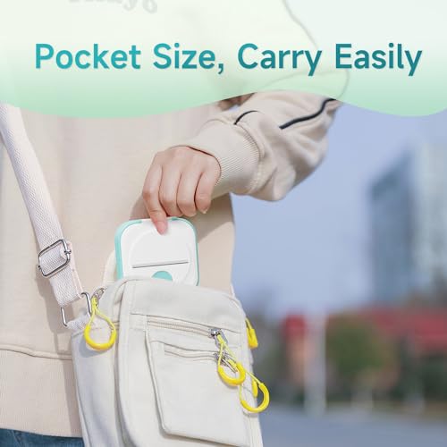 Phomemo Q02 Mini Drucker, Tiny Printer für Studium, Notizen, Bilder, Fotos, Tagebücher, Heimwerken, Sticker Drucker Kompatibel mit Telefon & Tablet, Handy Druckers mit 3 Rollen Papier, Grün