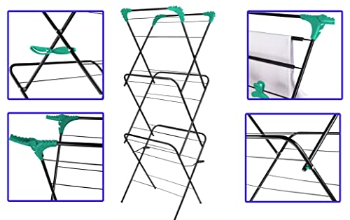 Tradefirst 3-Tier Portable Clothes Airer - Adjustable Drying Rack for Indoor and Outdoor Use, 16 Metres in Blue - Image 3