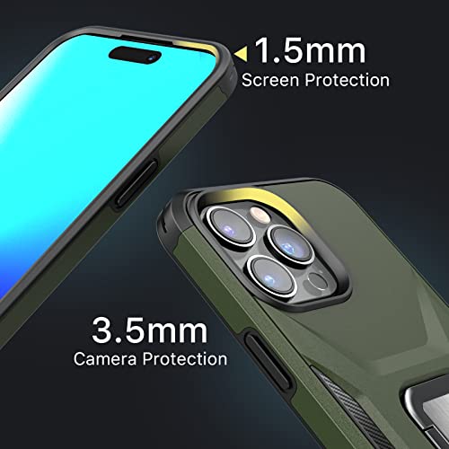 Coque iPhone 14 Pro vert armée antichoc avec support intégré de qualité militaire - 5