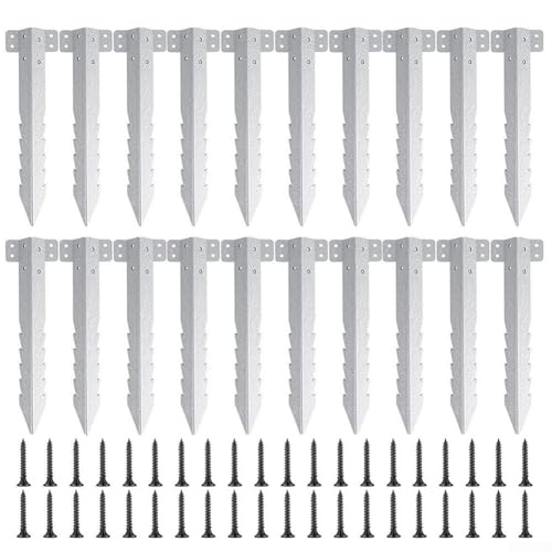 Lot de 20 supports robustes pour traverses de jardin avec 80 vis et piquets de support en métal pour parterres de fleurs surélevés, bordure d'allée (10 pièces)