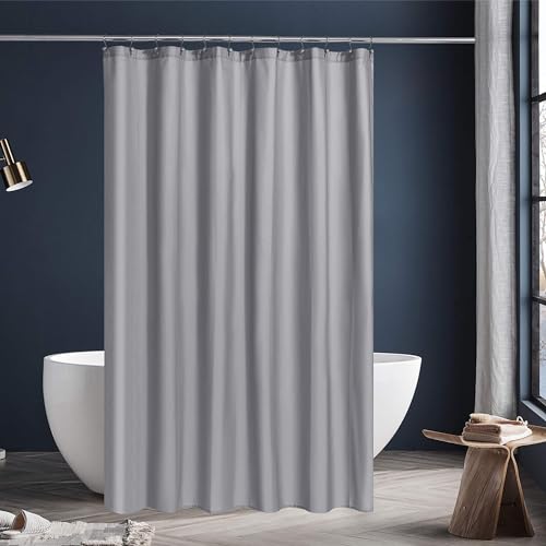Image of N&Y HOME Fabric Shower Curtain or Liner Extra Long 72 x 84 Inches - Hotel Quality, Machine Washable - Gray, 72x84