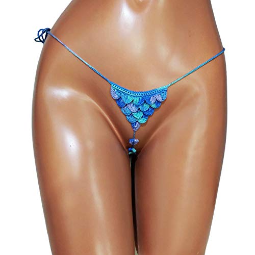 Handmade crochet g-string thong sexy for women Ocean mermaid extreme micro bikini bottom