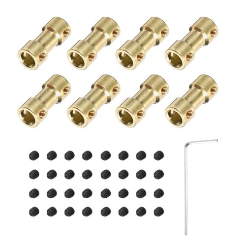 QUARKZMAN 8 Stück 6mm auf 6mm Messing Wellenkupplung Verbindungsstück mit Schrauben und Sechskantschlüssel Flexibler Motorwellenkupplung für Autoreifenwellenmotor