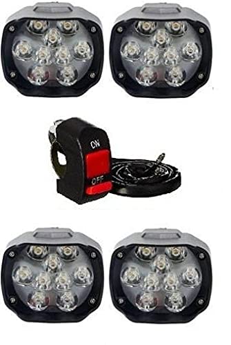 Petrox 9 Led White Bike Led Light Driving Waterproof Headlights Fog Lamp Lighting Accessories Anti-Fog Spot Light Auxiliary Headlight with Switch For All Bikes and Cars.