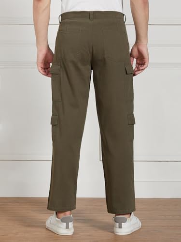 Image of Dennis Lingo Men Cotton Lycra Solid Stretchable Cargo Trousers
