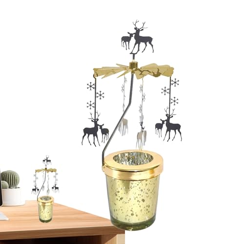 Portavelas Giratorio, carrusel de Velas - Candelabro Luna Gato | Portavelas Giratorio, portavelas Giratorio para luz de té, Vela de carrusel para Fiesta de Navidad y San Valentín
