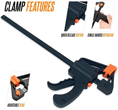 Clamps for Woodwork Quick Grip Ratchet Bar Clamp with Quick Release Lever, Adjustable Woodworking Hardware for Carpenters and DIY Home Works 2 Pack (300mm)