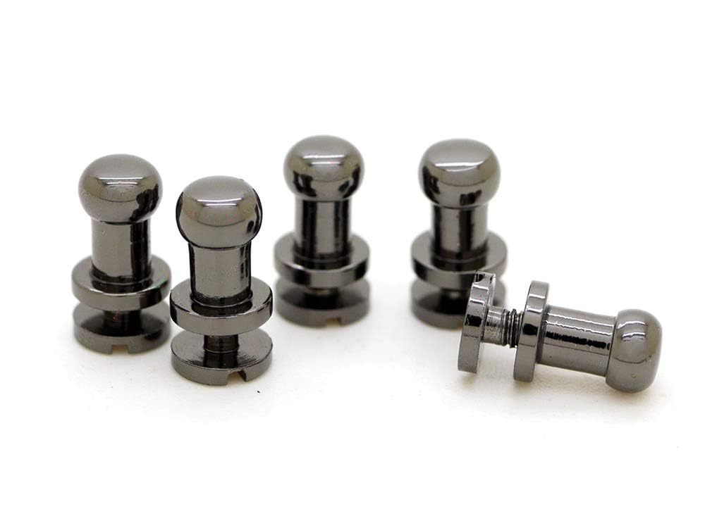CRAFTMEMORE Solid Brass Ball Head Stud Screw Back Black Nipple Rivet Studs Button Strap Stopper Leathercraft SCBH (Gunmetal, 4 mm Custom List.)