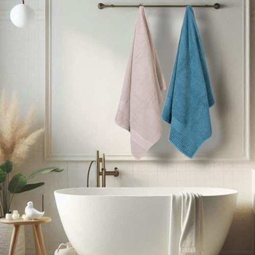 Image of Mush Hearth & Haven Bamboo Towels for Bath Large Size | 450 GSM Bamboo Bath Towel for Men & Women | Soft, Highly Absorbent & Quick Dry | Pack of 2, 70 X 140 cms (Teal & Slate Grey)