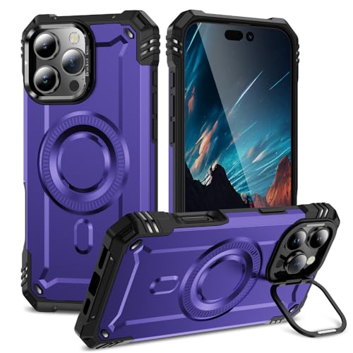 Coque iPhone 15 Pro Max silicone rigide violette dotée d'un support anti-chocs