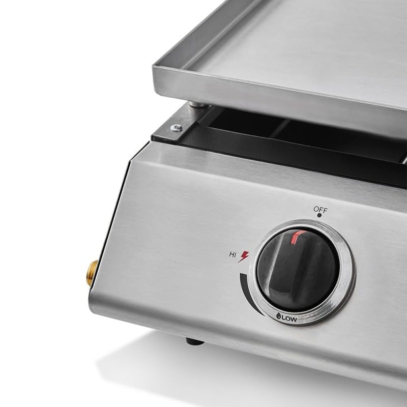 COOKING BOX - Piastra a gas Cadix 2 fuochi - Superficie di cottura 45,5 x 36 cm - piastra inox - 2 bruciatori - Cassetto per grasso - Fino a 6 persone - 6,3 kW