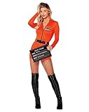 Spirit Halloween Adult Convict Romper Costume - M | Couples’ Costumes | Sexy Inmate Costume