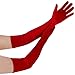 Lystaii Women Long Velvet Gloves for Women Elbow Length 1920s Opera Costume Flapper Evening Banquet Party (Red)