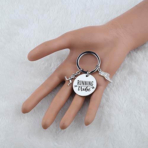 Image of CENWA Cross Country Jewelry Runner Keychain Running Tribe Keychain Group Running Marathon Gift Sole Sister Gift (Running Tribe K)