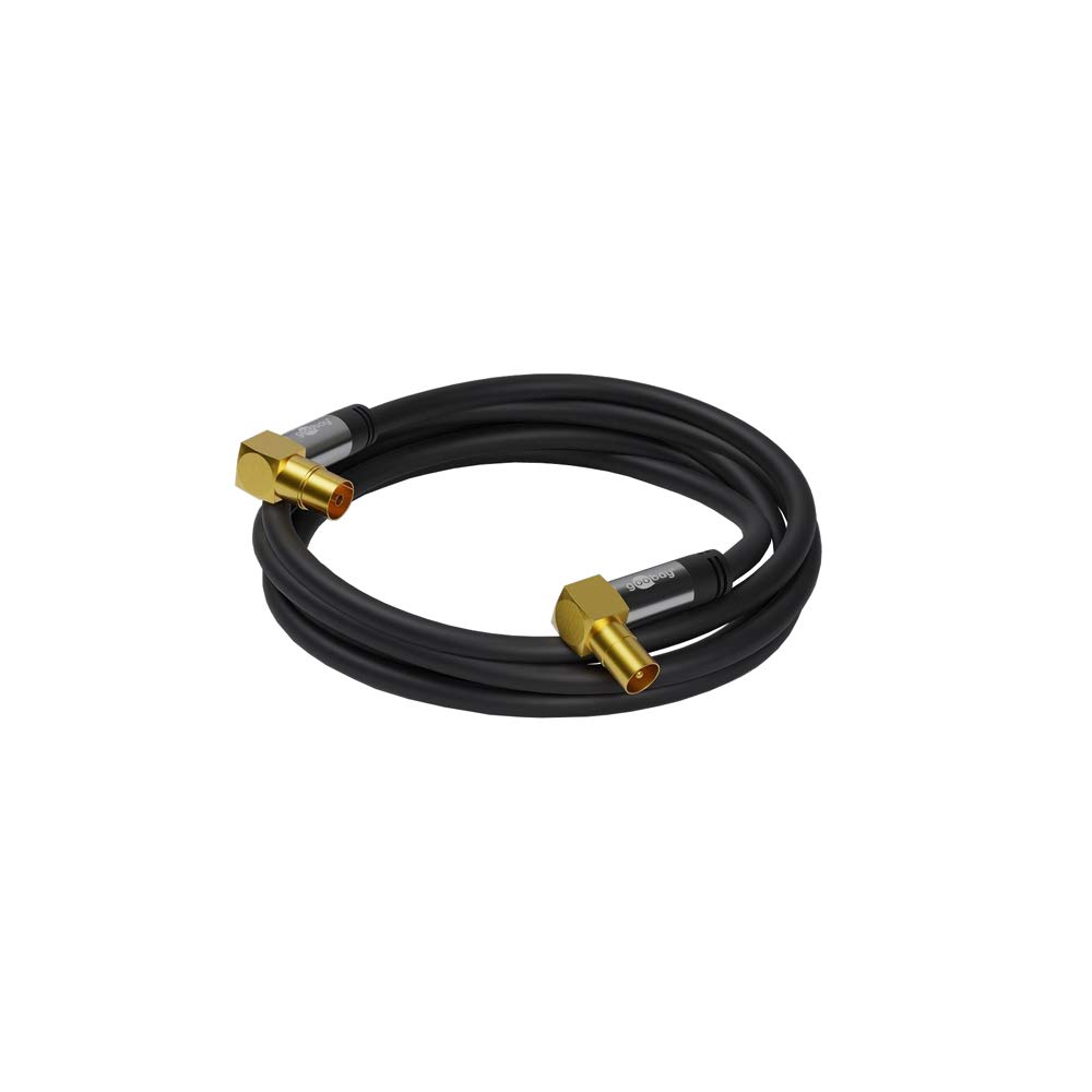Goobay 70475 TV Antenna Cable Angled Coaxial Socket 90° > Coaxial Male 90° 135 dB 4x Shielded Gold-Plated Black (10.0 m) - Image 4