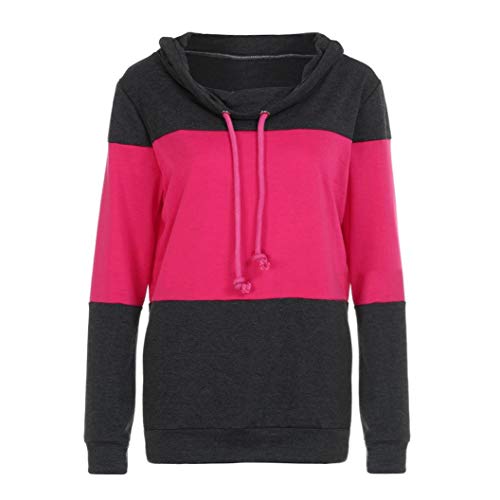 Mieuid Damen Dame Kapuzenpullover Herbst Winter Warm Schal Kragen Chic Halten Streifen Lange Pullover Vintage Mode Freizeit Hoodie Kapuzenshirt Cover