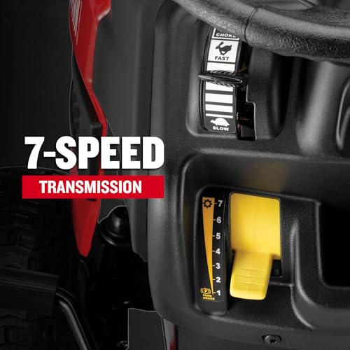 Image of CRAFTSMAN 42 inch Gas Riding Lawn Mower with 17.5 HP* Briggs and Stratton Single-Cylinder Engine, Gas Lawn Tractor with 7-Speed Transmission, Red /Black (13AN77XSA93)