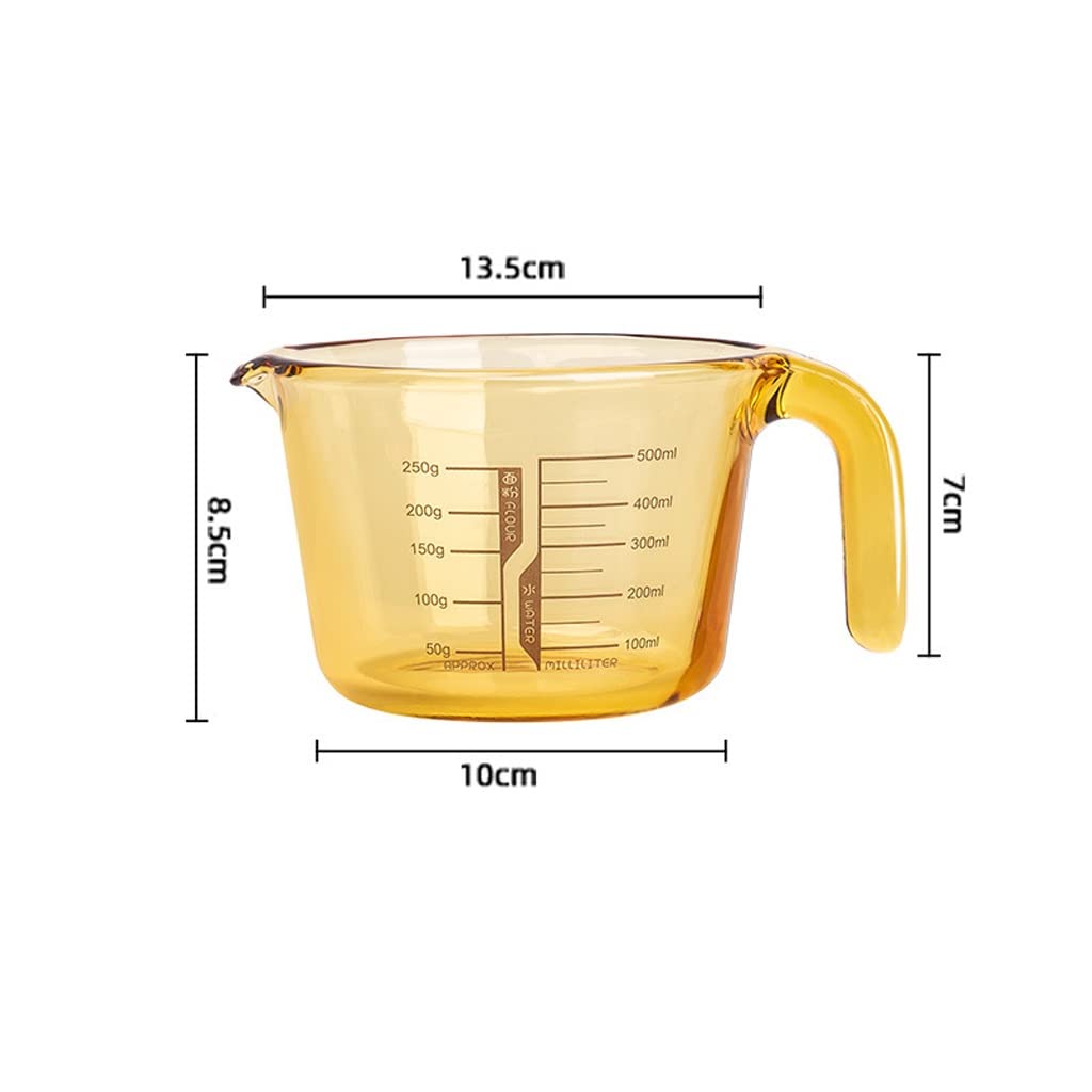 Tasses à mesurer en Verre résistant aux Hautes températures avec Tasses graduées Tasses à mesurer de qualité Alimentaire Tasses de Cuisson et de Battement d'œufs (500 ML)