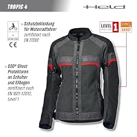 Held Tropic 4 Top Sommer Motorrad Jacke Damen - Sportliche und Luftige Mesh Sommerjacke - Leichte Motorradjacke mit Protektoren D3o Ghost Level 1 - CE Schutzklasse A, Anthrazit, Größe 2XL – Ansicht 3