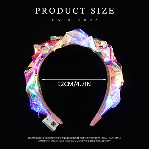 Bartosi Light Up Headbands Led Glowing Headband Flash Hair Band Luminous Headband Laser Hair Hoop For Nightclub Party Festival Costume Headwear Rave Hair Accessories For Women And Girls #TOP4