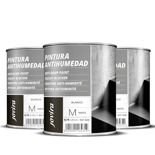 JOVIRA PINTURAS Pintura Antihumedad Blanco Mate. Impermeabiliza, protege y aísla fachadas, muros, paredes. (3x750 Mililitros, Antihumedad) K-26A-3