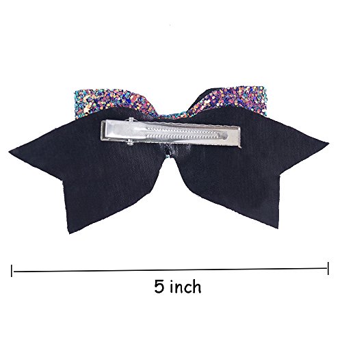 5 Inch Glitter Hair Bows Boutique Hair Clips 6 Pcs Multi Color Glitter Sequins Big Hair Bows For Baby Girls Teens Toddlers #TOP1
