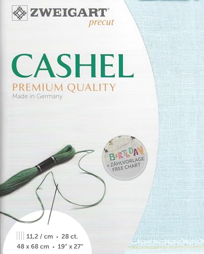 Image of Wizardi Cashel 28 Count Ice Blue 3281 /562. Needlework Canvas, Cross-Stitch Fabric, Embroidery Cloth, Needlepoint Canvas. 100% Linen. Precut Zweigart