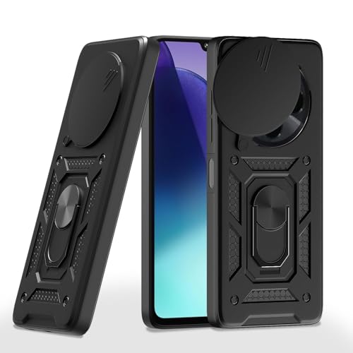 Image of AIBEX Back Cover for Poco M7 5G / Redmi 14C 5G / Redmi A4 5G / Poco C75 5G | D10 Tough Armor Case | Sliding Camera Shield | 360 Protection | Kickstand Ring Holder | Military-Grade Shockproof Bumper