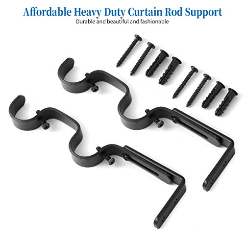 Anndason Heavy Duty Curtain Rod Brackets - Adjustable Double Rod Holders, 1 Inch (4 PCS, Black) by Anndason - Image 6