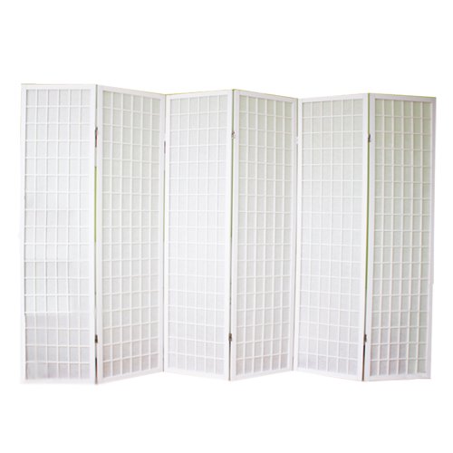 PEGANE Biombo japonés de Madera Blanco Shoji de 6 Paneles
