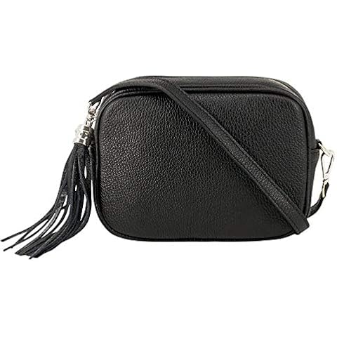 Women's Classic Design Lightweight Genuine Italian Leather Crossbody Shoulder Handbag Practical Ladies Casual Messenger Handbag With Tassel Charm (White) Cover