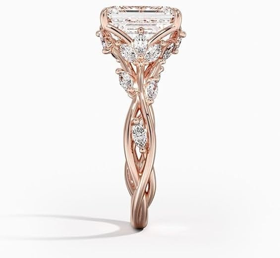 1–2 Carat IGI Certified Lab Grown Diamond Engagement Ring 10K 14K 18K Gold & 925 Sterling Silver Leaf Style Ring (E-F Color, VVS1–VVS2 Clarity)