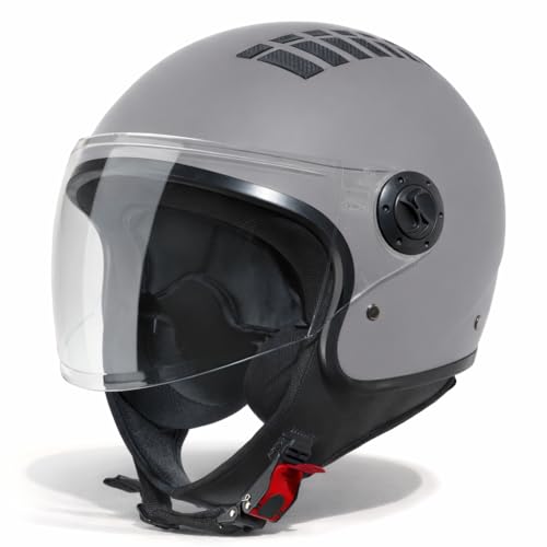 VINZ como Casco Jet con Visera | Casco Scooter & Moto & Ciclomotor | ECE 22.06 Homologado | En Tamaño XS - XL | para Hombre y Mujer - Titanio