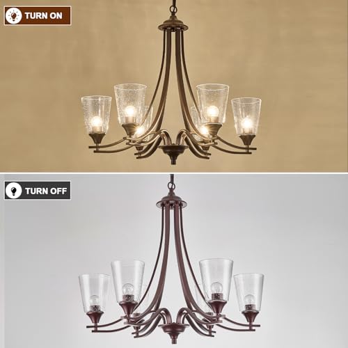 Image of Oil Rubbed Bronze Chandeliers Antique Pendant Lights 6-Light for Kitchen Island 47.2 inch Max Height Adjustable Vintage Brown Ceiling Chandeliers for Dinging Room Foyer Staircase