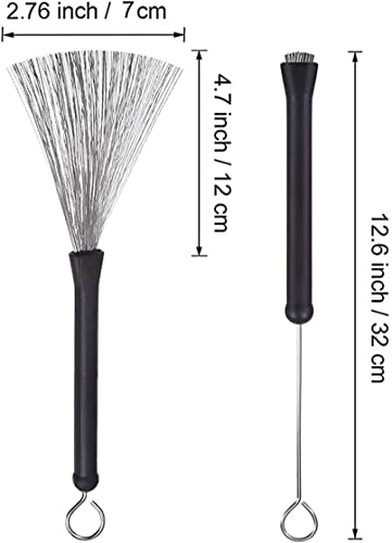 image for TUOREN 2Pair Drum Brushes Set Jazz Nylon Brushes, Retractable Drum Wir